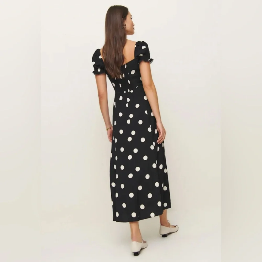 NWT Reformation Shyla Polka Dot Dress with Bow Details Size 6 - Picture 3 of 16